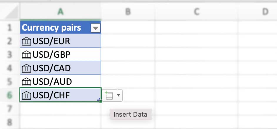 Insert Data Icon Excel