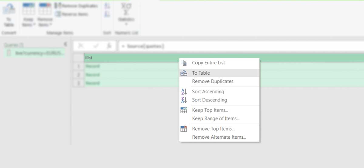 Step 3: Using &ldquo;into table&rdquo; feature in Excel